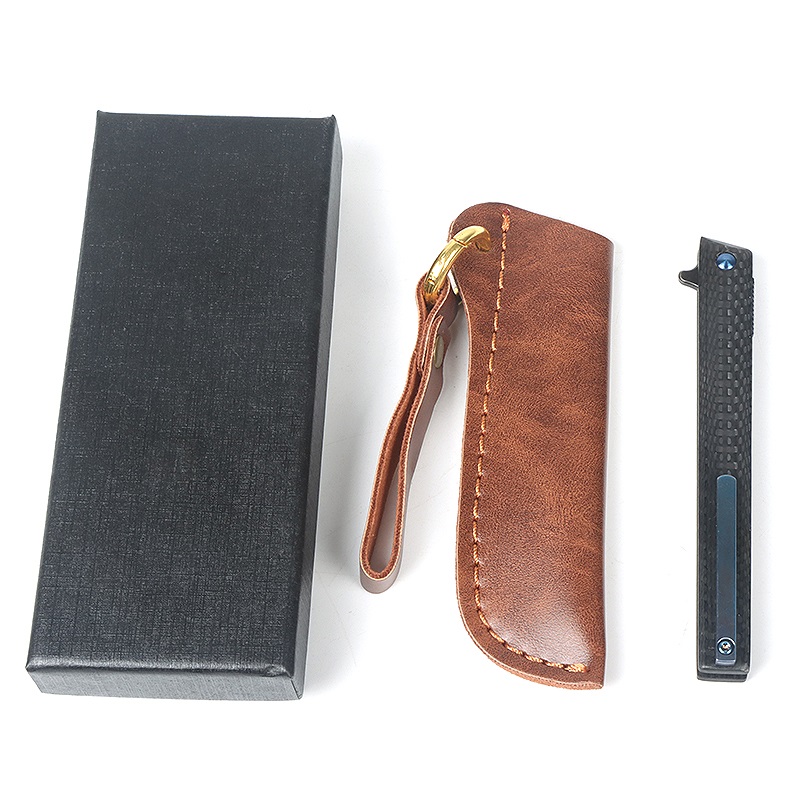 Real M390 Powder Steel Pen Carbon Fiber Handle Folding Knife UD408794